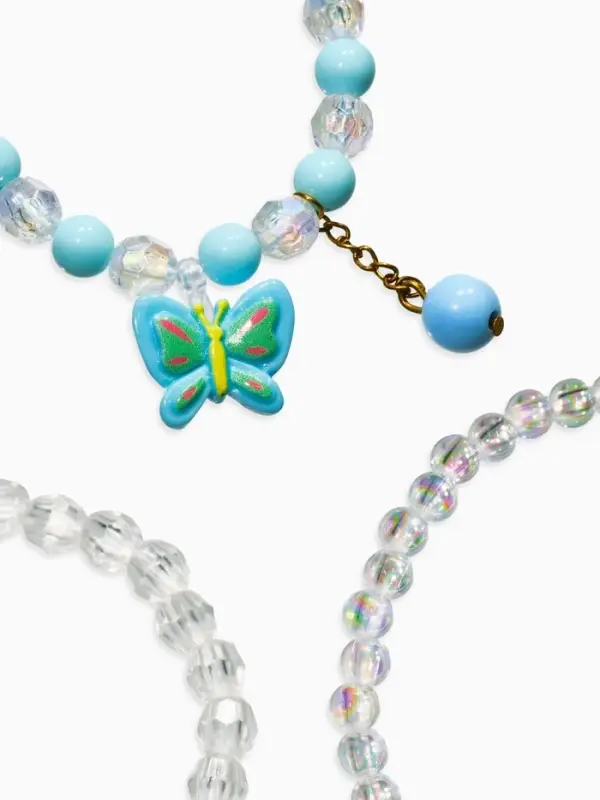 Браслет детский &laquo;Выбражулька&raquo;, 3 шт. набор, бабочка с подвеской, бусины, цветной