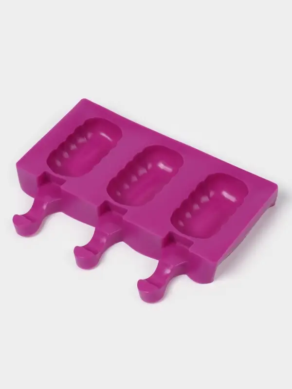 Форма для мороженого &laquo;Эскимо волна&raquo;, силикон, 19.4&times;13 см, 3 ячейки (7&times;4 см), МИКС