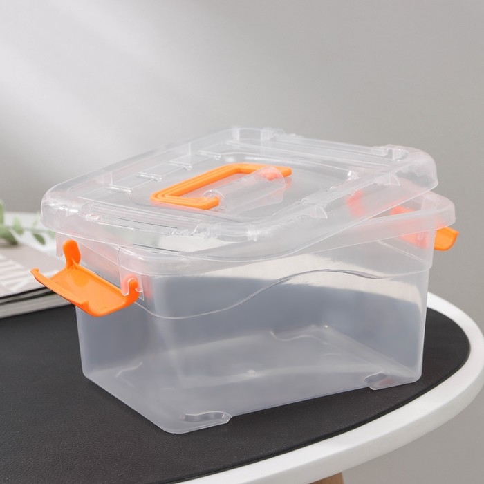 Контейнер для хранения, 20×15×11 см, крышка с ручкой на защёлке, цвет оранжевый Контейнер для хранения, 20×15×11 см, крышка с ручкой на защёлке, цвет оранжевый