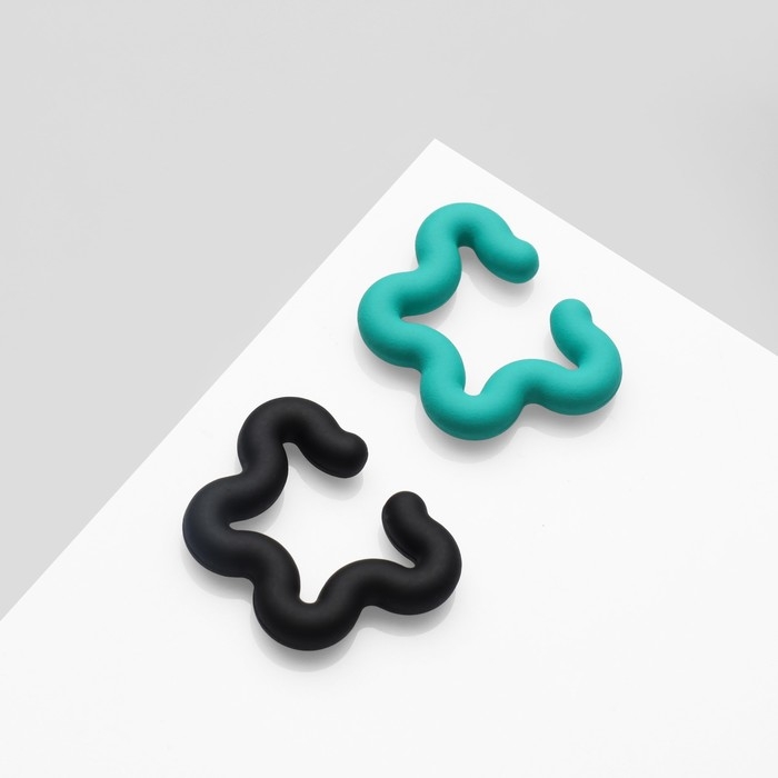 Серьги &laquo;Каффы&raquo; набор 2 шт, цветок, цвет чёрно-зелёный