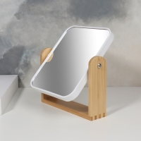 Зеркало настольное, двустороннее, с увеличением, зеркальная поверхность 14,2 &times; 17,6 см, цвет бежевый/белый