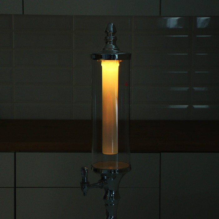 Башня пивная &laquo;Петронас&raquo;, 3 л, колба с подсветкой, 2 батарейки, цвет металлик