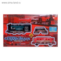 Железная дорога &laquo;Классический поезд&raquo;, свет и звук, с дымом, работает от батареек, цвета МИКС