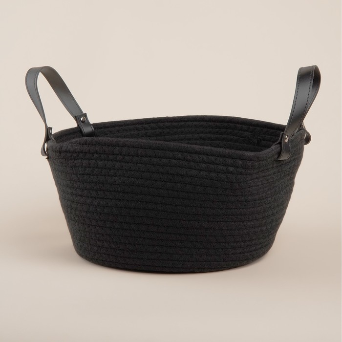 Корзина для хранения SL Home &laquo;Луиза&raquo;, плетёная ручной работы, 33&times;33&times;16 см, цвет чёрный
