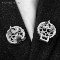 Зажим для кардигана &laquo;Роскошь&raquo;, цвет бело-серый в чернёном серебре