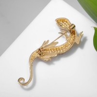 Брошь &laquo;Ящерица&raquo; узкая, цвет белый в золоте