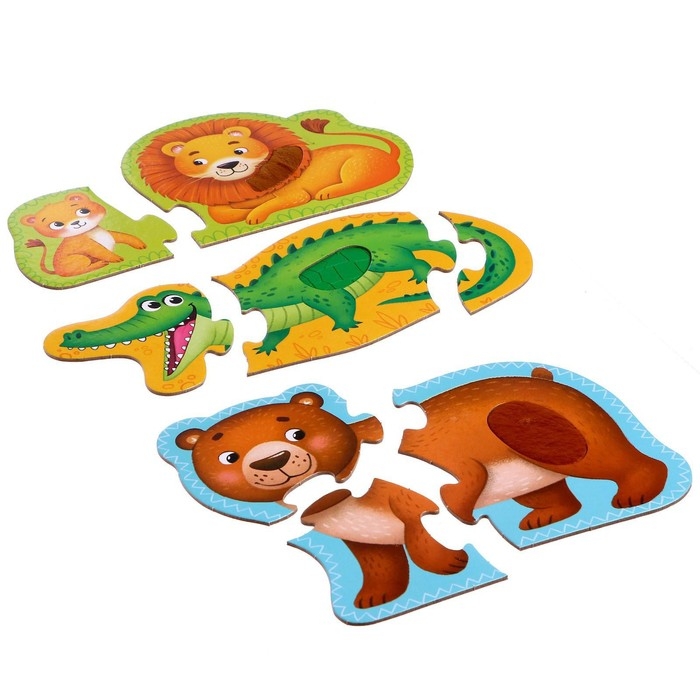 Макси-пазлы с тактильными вставками &laquo;Любимый зоопарк&raquo;, 3 пазла, 8 деталей