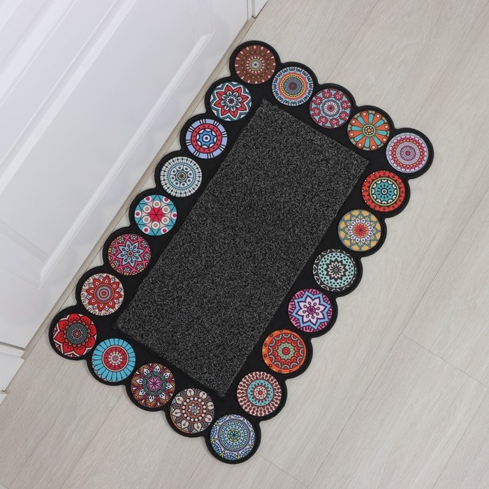 Коврик придверный Доляна &laquo;Глория&raquo;, с окантовкой, 46&times;75 см, цвет чёрный