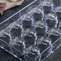 Форма для конфет и шоколада KONFINETTA &laquo;Роза&raquo;, 27,5&times;13,5&times;3 см, 21 ячейка, цвет прозрачный