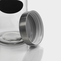 Банка стеклянная для хранения сыпучих продуктов с местом под надпись Доляна &laquo;Премиум&raquo;, 700 мл, 20&times;8 см, с металлической крышкой