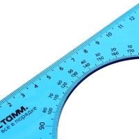 Треугольник c транспортиром 16 см Стамм Neon Cristal, 45&deg;, пластиковый, прозрачный, неоновые цвета, европодвес, микс