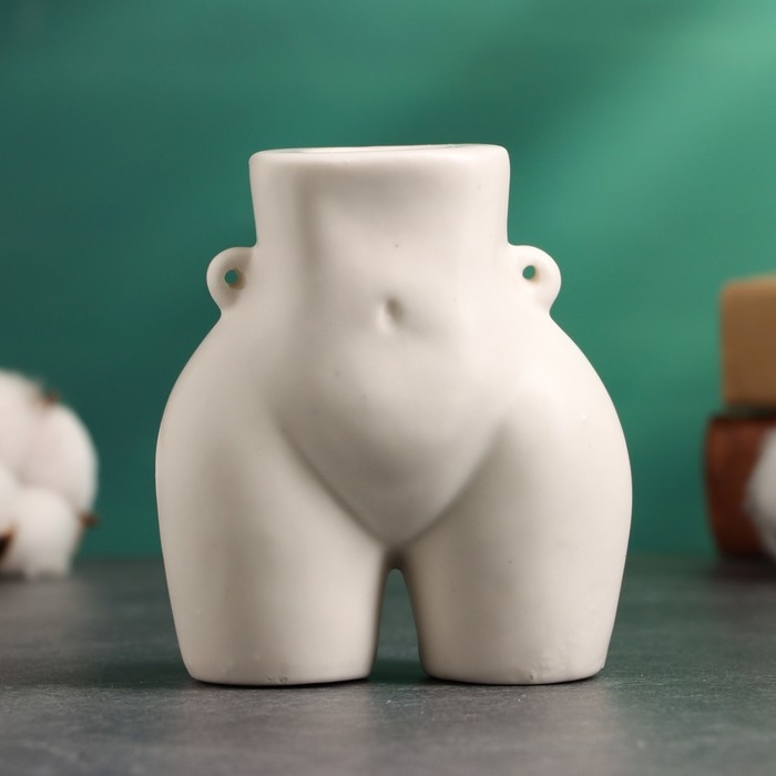 Подсвечник "Марта" белый глянец, 10х6х8см