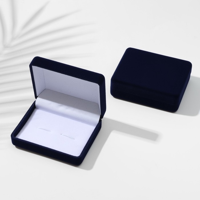 Футляр бархатный под серьги/запонки «Прямоугольник» 8×6×2,5, цвет серо-синий, вставка белая Футляр бархатный под серьги/запонки «Прямоугольник» 8×6×2,5, цвет серо-синий, вставка белая