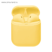 Наушники беспроводные Luazon i12, TWS, BT 5.0, 35/300 мАч, сенсор, матовые, жёлтые