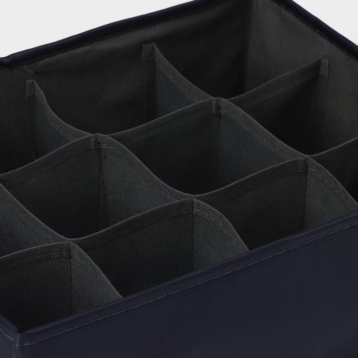 Органайзер для хранения белья LaDо́m, 12 ячеек, 32&times;24&times;12 см, цвет графитовый