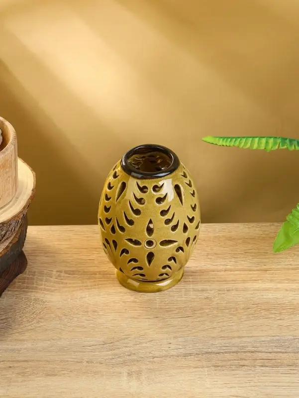 Аромалампа с крышкой &laquo;Вазочка&raquo;, 9&times;9&times;12 см, керамика, чёрно-коричневая