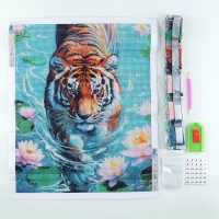 Алмазная мозаика с полным заполнением на холсте &laquo;Тигр в воде&raquo;, 40 х 50 см