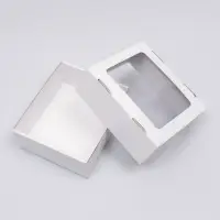 Коробка сборная, крышка-дно "белая" с окном 21х18х8 см