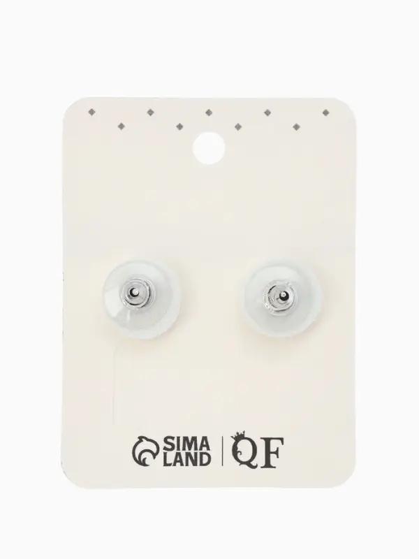 Серьги со стразами "Квадрат" 6*6мм, цвет белый в серебре