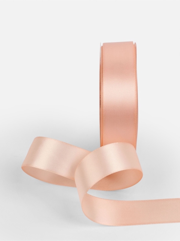Лента атласная двухсторонняя №0714 25мм*25&plusmn;1м персиковый пух TR