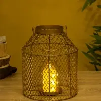 Подсвечник фонарь со стеклянной колбой 20х20х26 см, d 10 см, металл, цв. золото