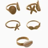 Набор колец 5 шт "Новый стиль" море, размер МИКС, цвет белый в золоте