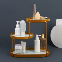 Органайзер для хранения, 3 секции, 30 &times; 17 &times; 26,5 см, цвет золотистый/белый