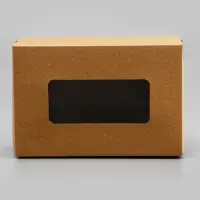 Коробка складная, с окном, крафт, 15&times;10&times;7 см