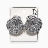 Серьги пластик &laquo;Ракушка&raquo; мини, цвет серебро
