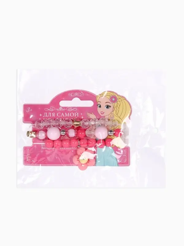 Набор браслетов детский Выбражулька &laquo;Цветок&raquo; 3 шт. d=6 см. бело-розовый