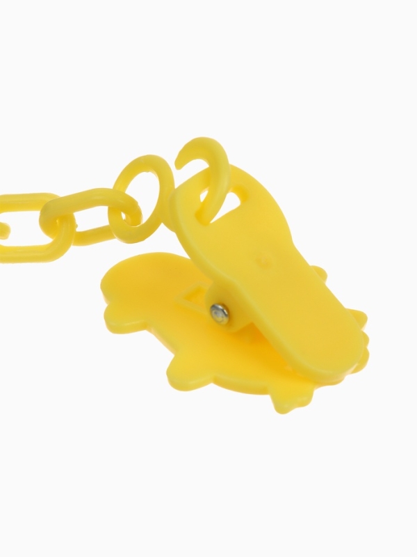 Пустышка классическая, с держателем, +0мес., цвет зеленый/желтый