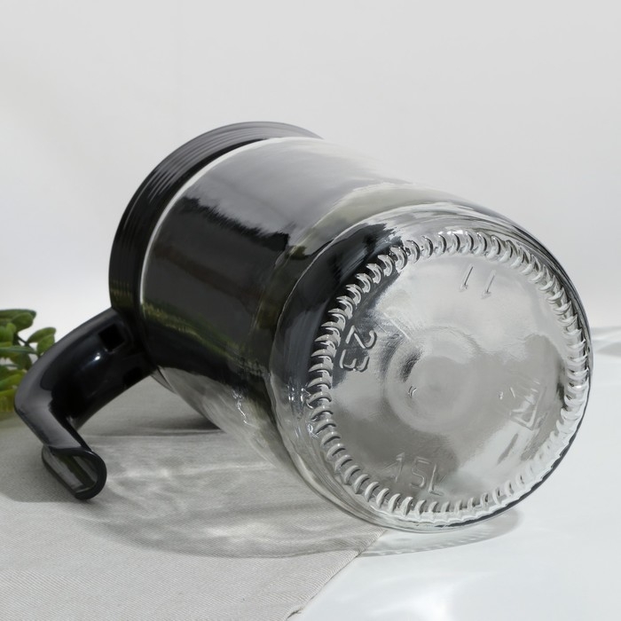 Кувшин &laquo;Амфора&raquo;, стеклянный, 1.5 л, с черной крышкой