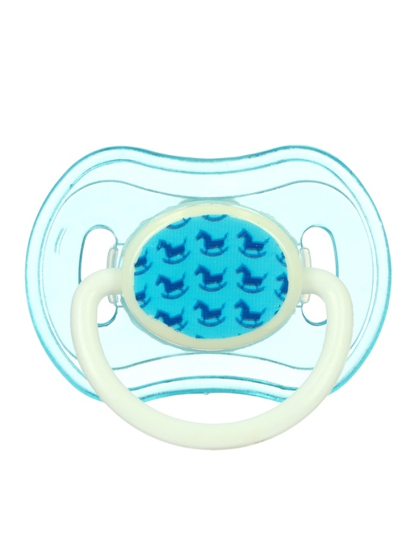Пустышка ортодонтическая, с колпачком, от 3 мес., цвет голубой/зеленый