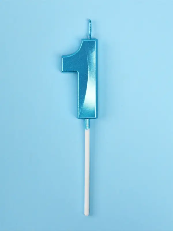 Свеча в торт на шпажке &laquo;Грань&raquo;, цифра 1, голубая, 5 см