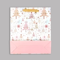 Пакет подарочный новогодний ламинированный &laquo;Ёлочки&raquo;, M 30 х 26 х 9 см