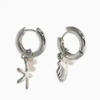 Серьги жемчуг "Ракушка со звездой", цвет белый в серебре