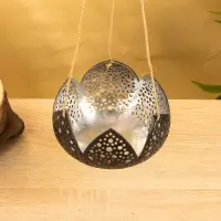 Подсвечник подвесной из кокоса &laquo;Бутон&raquo;, 14&times;14&times;10 см, чёрно-серебристый