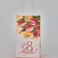 Пакет подарочный крафт &laquo;8 марта&raquo;, 12 &times; 21 &times; 9 см