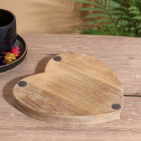 Блюдо в форме сердца &laquo;Васильки&raquo;, дерево манго, 20.5&times;20&times;2.3 см