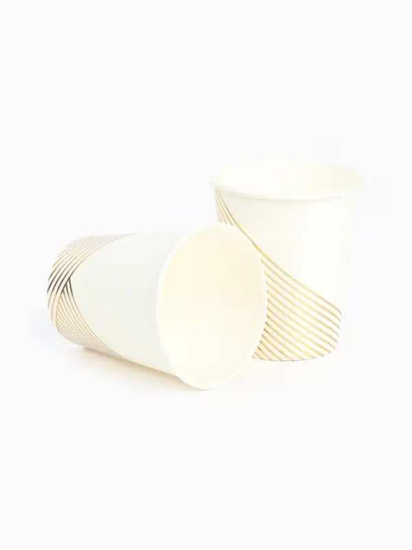 Набор посуды для праздника на 20 персон, белый с золотом (тарелки 23 см, стакан 250 мл)