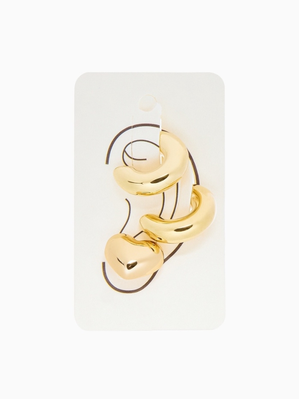 Набор серьги и каффы 3 шт. &laquo;Бублик&raquo; сердце, цвет золото