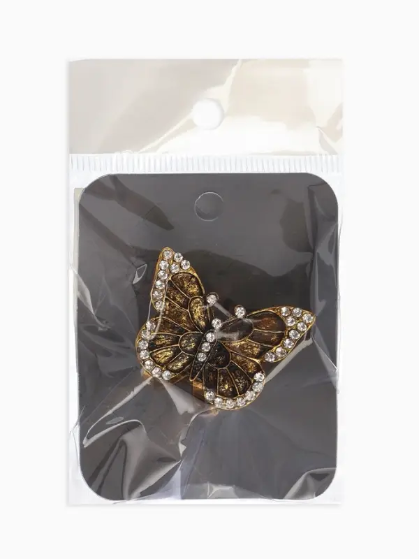 Кольцо для платка "Бабочка", цвет белый в чернёном золоте