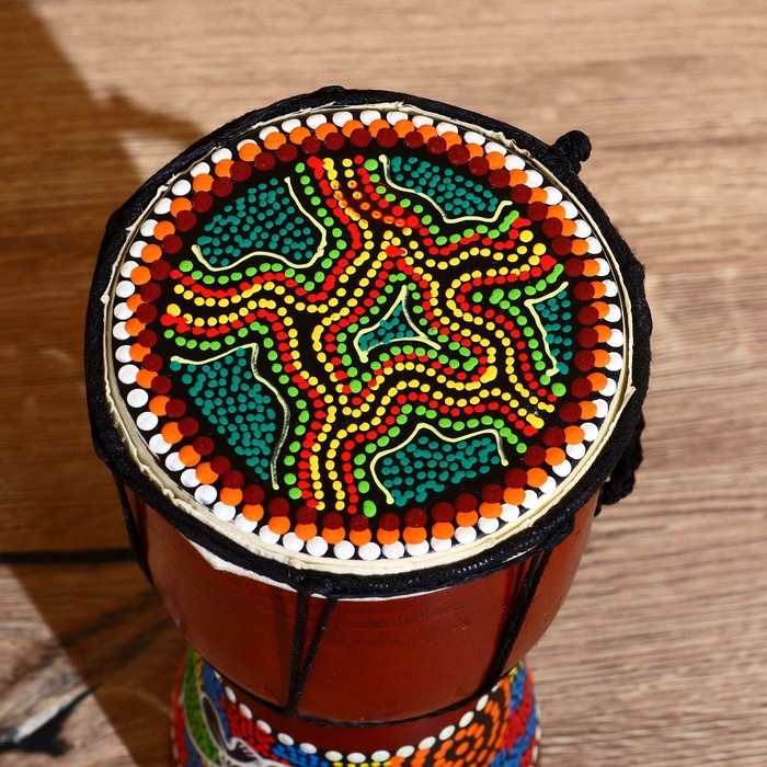 Сувенирный музыкальный инструмент "Барабан Джембе Разноцветный" 13x13x24 см, МИКС