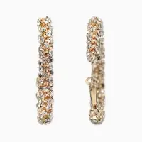 Серьги-кольца со стразами &laquo;Россыпь&raquo;, d=4.5 см, белые в золоте