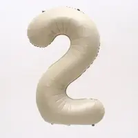 Шар фольгированный 40" Цифра 2, цвет &laquo;Взбитые сливки&raquo;