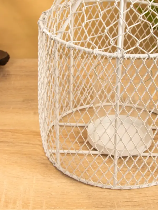 Подсвечник фонарь со стеклянной колбой 20х20х26 см, d 10 см, металл, цв. белый