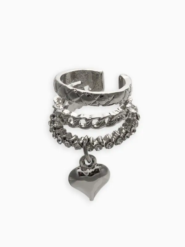 Кафф&laquo;Стиль&raquo; сердце, стеганое, белые в серебре