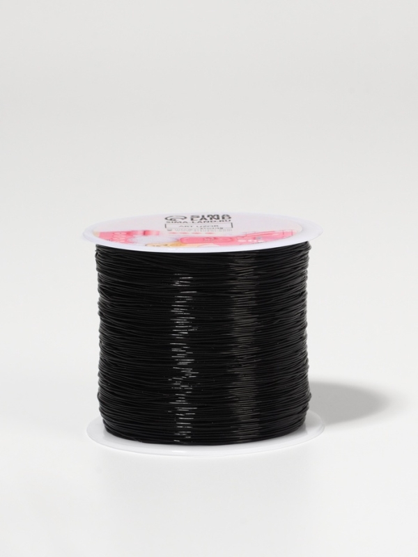 Нить для плетения 100&plusmn;1м d0,4мм эластичная силикон чёрный АУ
