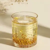 Свеча интерьерная в стакане с LED-подсветкой "Золотые звёздочки" 8х8х9 см