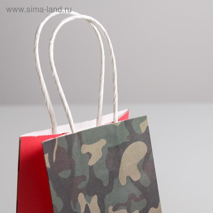 Пакет подарочный крафт, упаковка, &laquo;С 23 февраля&raquo;, 12 х 21 х 9 см